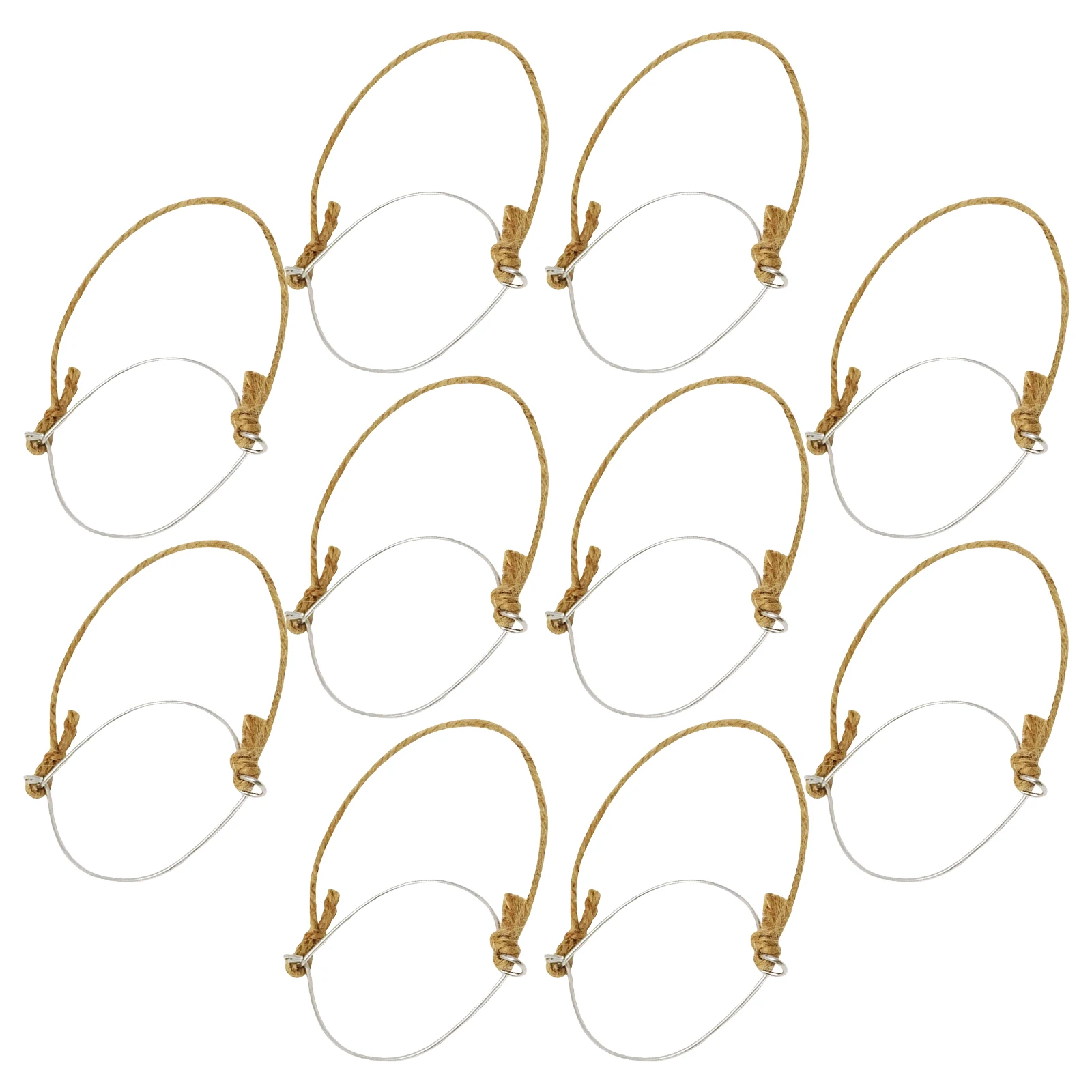 

10Pcs Mason Jar Hanging Handle Reusable Metal Wire Rustic Jute Rope Stable Solar Light Holder Wide Mouth Storage Garden Decor