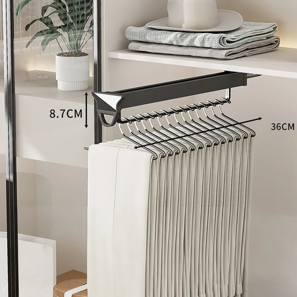 

Wardrobe Rail Pull-out Rail Multiple Screw Holes Accommodates 12-14 Trousers Space-saving Hydraulic Soft-close