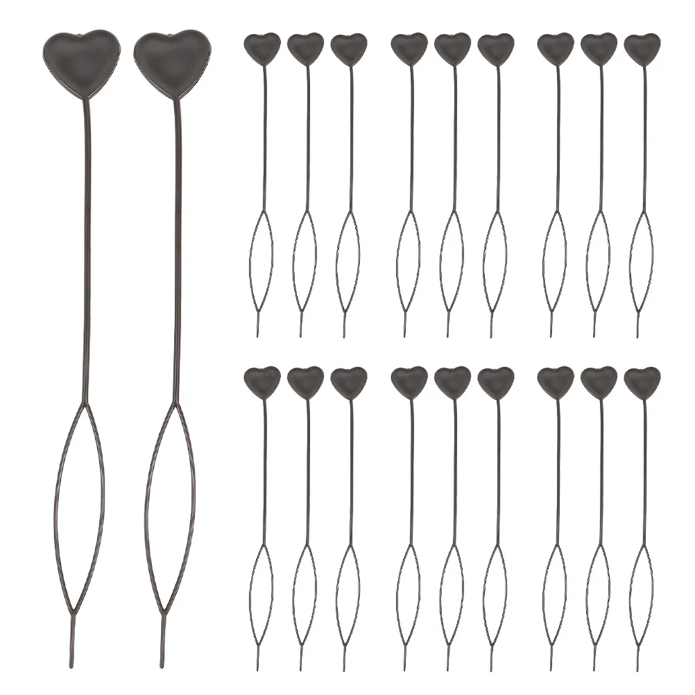 

20Pcs Heart Design Hair Threader Black Plastic Ponytail Styling Maker Quick Beader Hair Braiding Tool Accessories