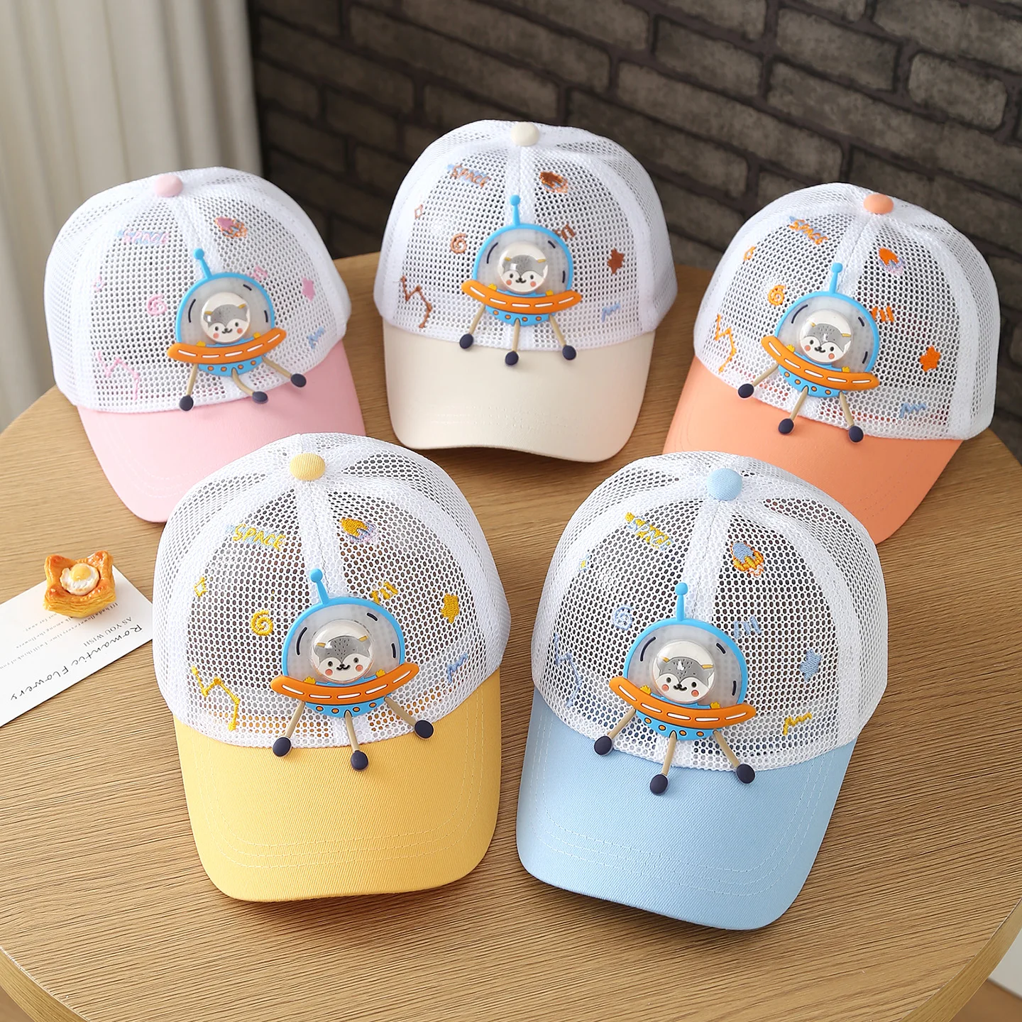 Children's Spring/Summer Space Ship Design Breathable Full Net Silk Brimless Outdoor Versatile Mosquito Repellent Baseball Cap view 6