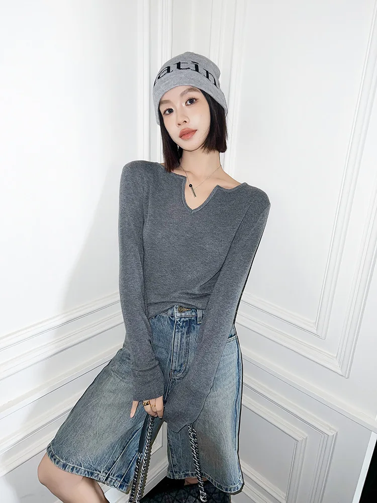 

Fashion100% Merino Wool Sweater Cashmere Pullover Women Knitwear V-Neck Long Sleeve Autumn Winter Fashion Basic Clothing Tops