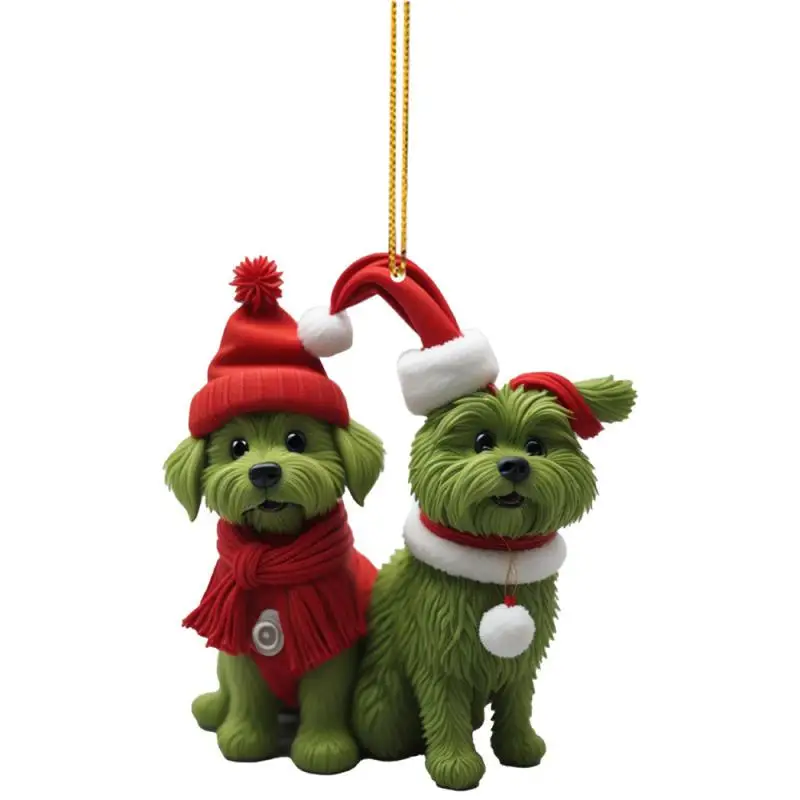 Christmas Tree Hanging Ornaments Green Fur Grinch Shaped Pendants For Home Party Christmas Decorations Xmas New Year Gifts