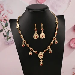 Trendy Necklace Earring Jewelry Set for Women Gold Plated Algeria Middle East Musilm Sets Ethnic Bridal Jewelry Bijoux Femme
