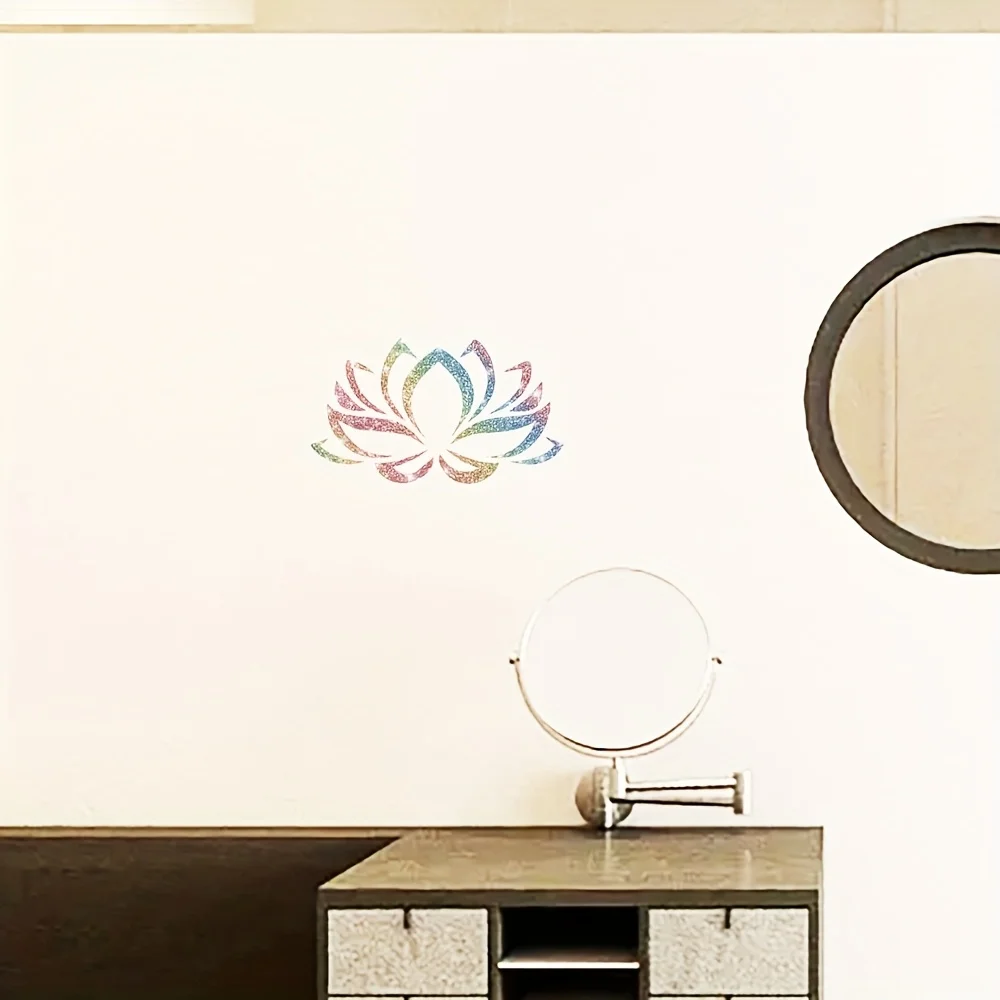 1 قطعة تقليد الماس بريق لوتس نمط ملصقات نافذة مقاوم للماء للمرايا الزجاجية أبواب الثلاجة شارات الفينيل المحمول #6