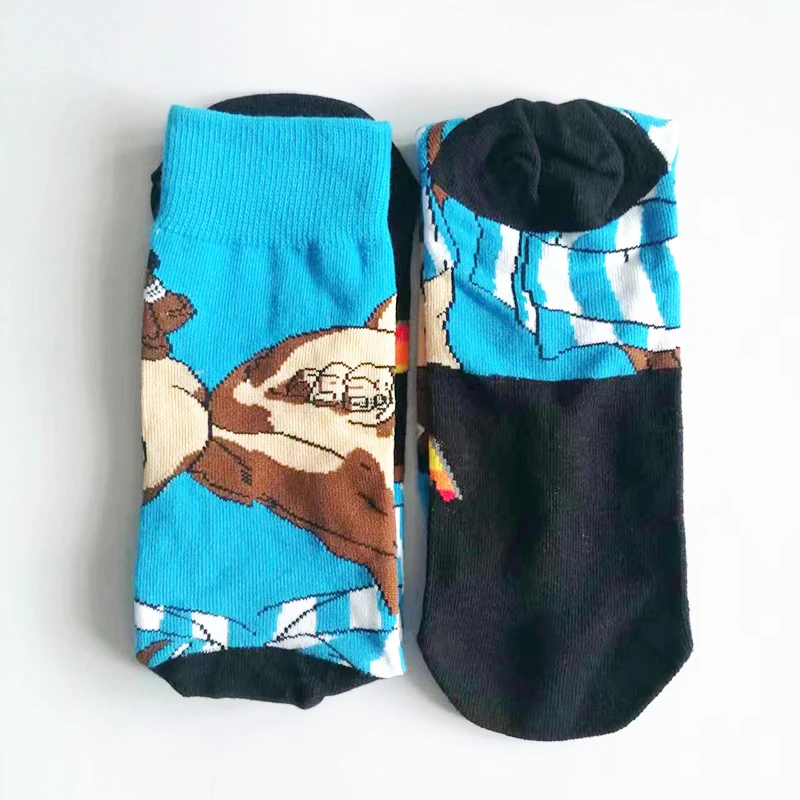 Chaussettes Jacquard à motif de dinosaure unisexe, chaussettes amusantes pour hommes, motif de mouton, bière, divertissement éducatif, hip hop, planche à roulettes, design heureux