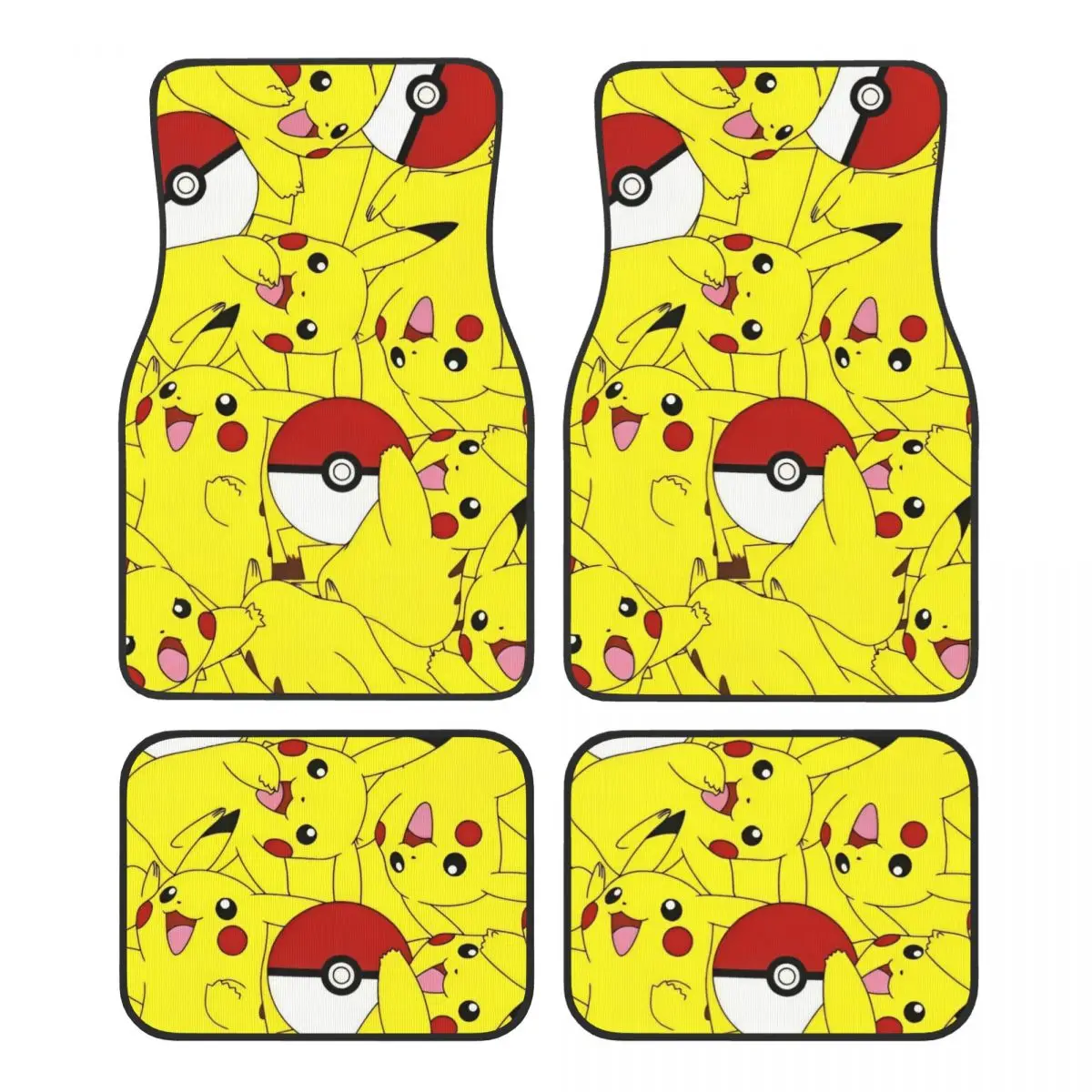 

Автомобильные коврики с героями мультфильмов Pokemoned для автомобилей, универсальный полный комплект автомобильных ковриков, нескользящие для седанов грузовиков