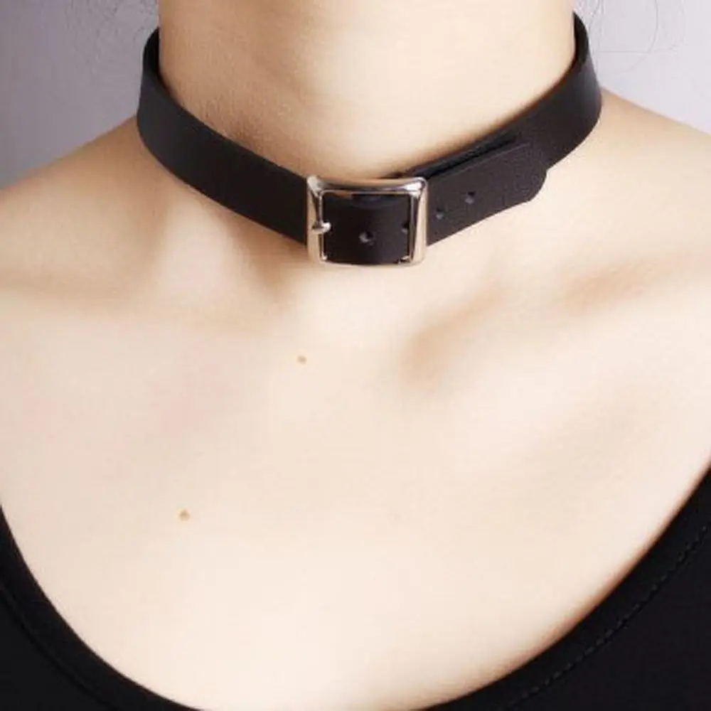 Goth Fine Belt Collar Punk Harajuku PU Leather Choker Jewelry Fashion Accessories Necklaces