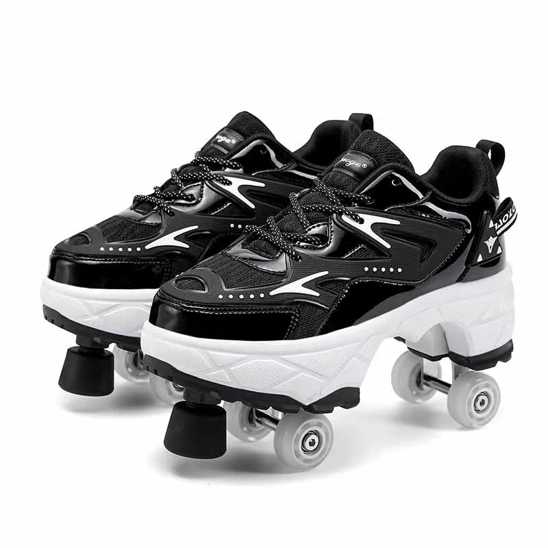 4 Wheel Roller Skate Shoes Women Man Telescopic Deformation Shoes With Brakes Boy Fashion Adjustable Rolling Skates Sneakers