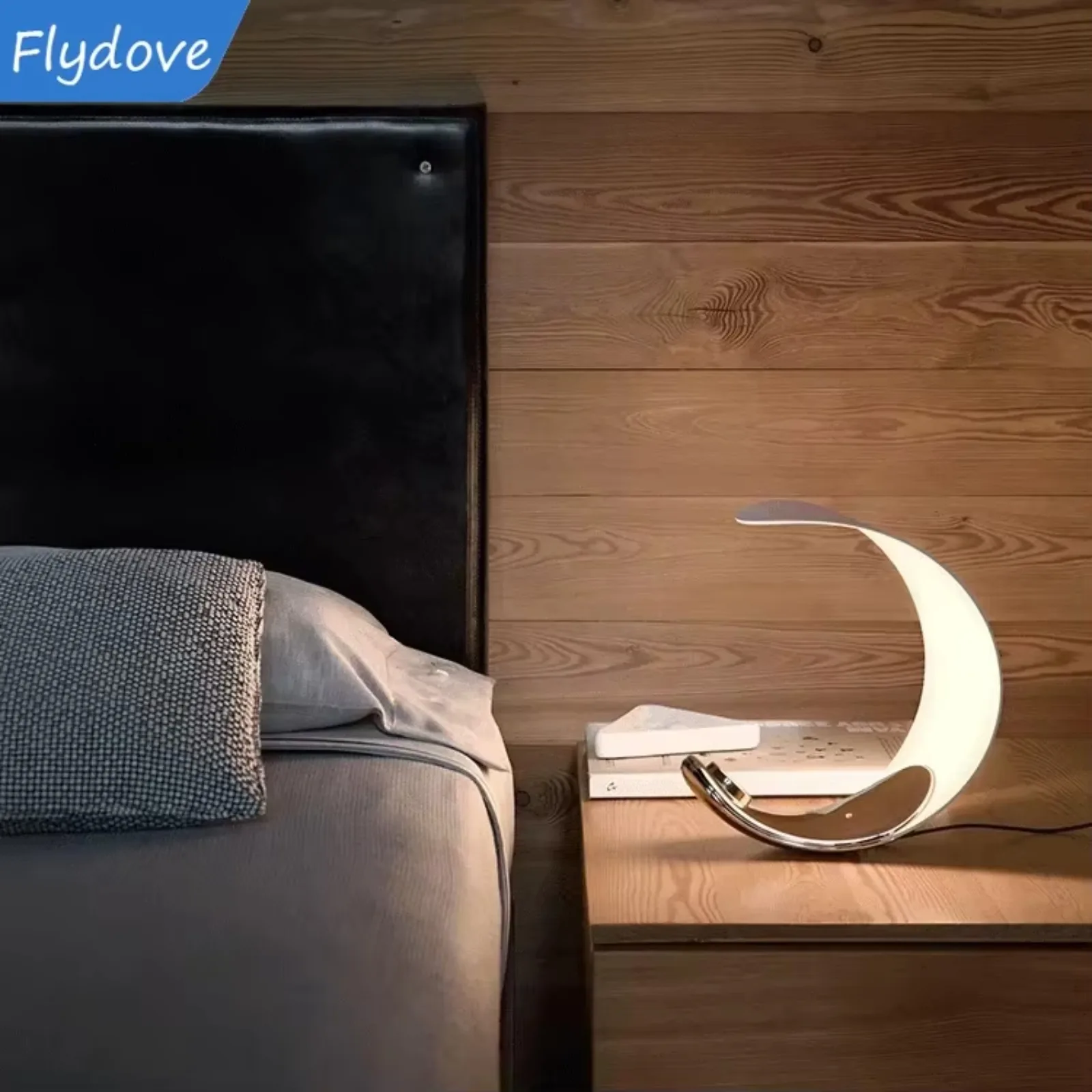 Flydove مصمم الإبداعية الشمال حليقة القمر الجدول مصباح منحني الجدول مصباح لغرفة النوم دراسة السرير الديكور LED ضوء الليل