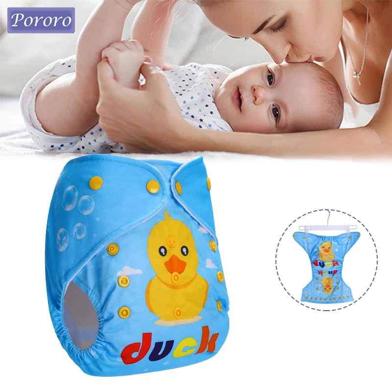 Cartoon Duck Print Washable Toilet Training Pant Reusable Infant Cloth Diaper Eco-friendly Nappy Baby Shower Gift For 0-3 Years