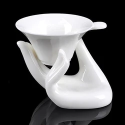 Tea Set CeramicTea Strainer White Porcelain Buddha Hand Rest Tea Strainer Set Ceramic Filter Tea Leak Tea Ceremony Accessories