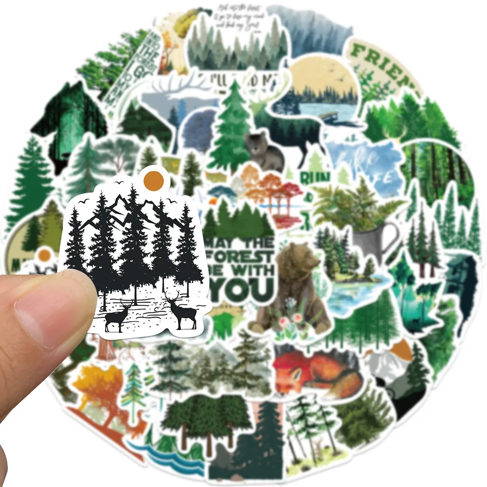 10/30/50PCS Green Forest Fresh Cartoon Outdoor Decals Decals DIY Fridge Phone Suitcase Laptop Notebook Car Wall Sticker Kids Toy