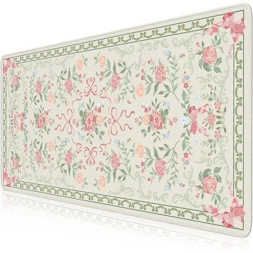 Imagen 1 del producto El alfombrilla de ratón floral verde con diseño de estilo persa es una decoración de escritorio de computadora de alta calidad que es fácil de limpiar.