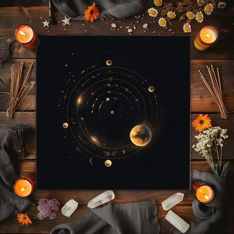 VIKAMA Starry Sky Long Hair Goddess Tarot Card Tablecloth Mysterious Divination Altar Cloth Ceremony Table Mat Background Cloth