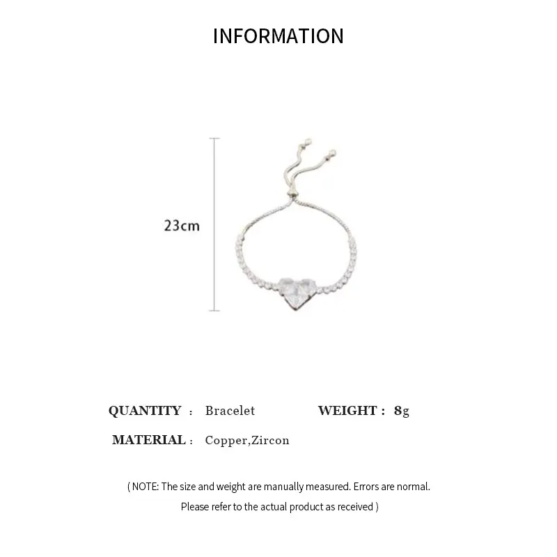 Inlaid Square Zircon Rhinestone Chain Bracelet For Women White Pink Love Heart Bracelets Bangles Wristband Jewelry Gift For Girl image 6