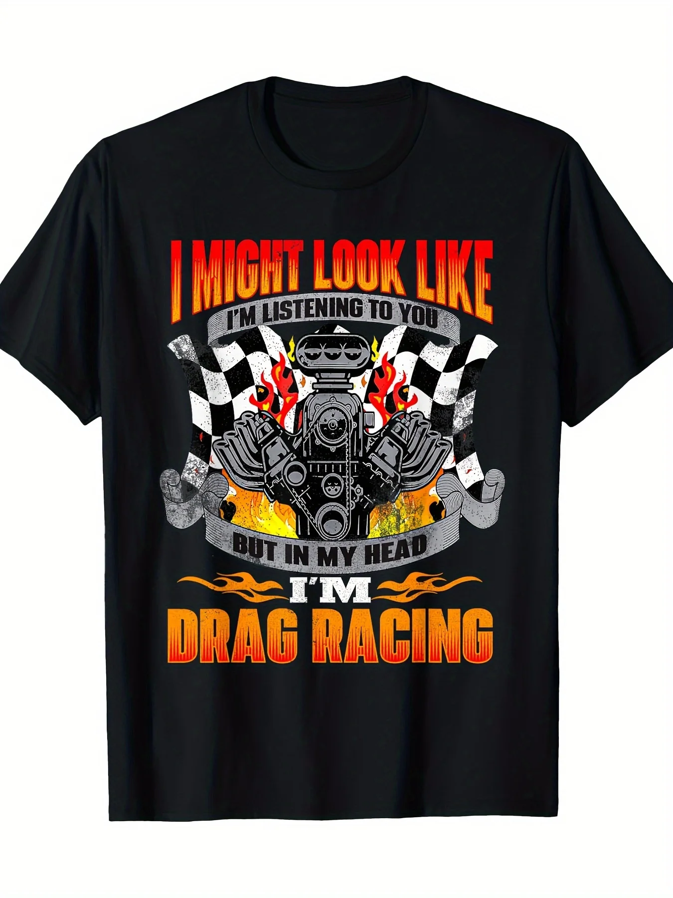 

But In My Head I'm Drag Racing - Fun Drag Racing Racing T-Shirt 100% Cotton O-Neck Short Sleeve Summer Casual Mens T-shirt