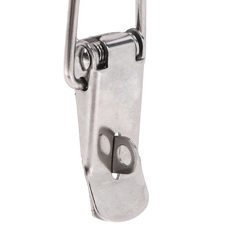 Silver Hasp Latch Catch Clasp, 90 Degrees Duck-mouth Buckle Spring Loaded Draw Hook Lock Iron Toggle Latch Clamp Clip