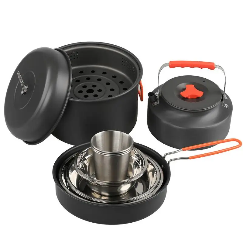 

Outdoor Camping Cookware Set Outdoor Pot Tableware Kit Cooking Water Kettle Pan Travel Cutlery Utensils Hiking Picnic Equipment