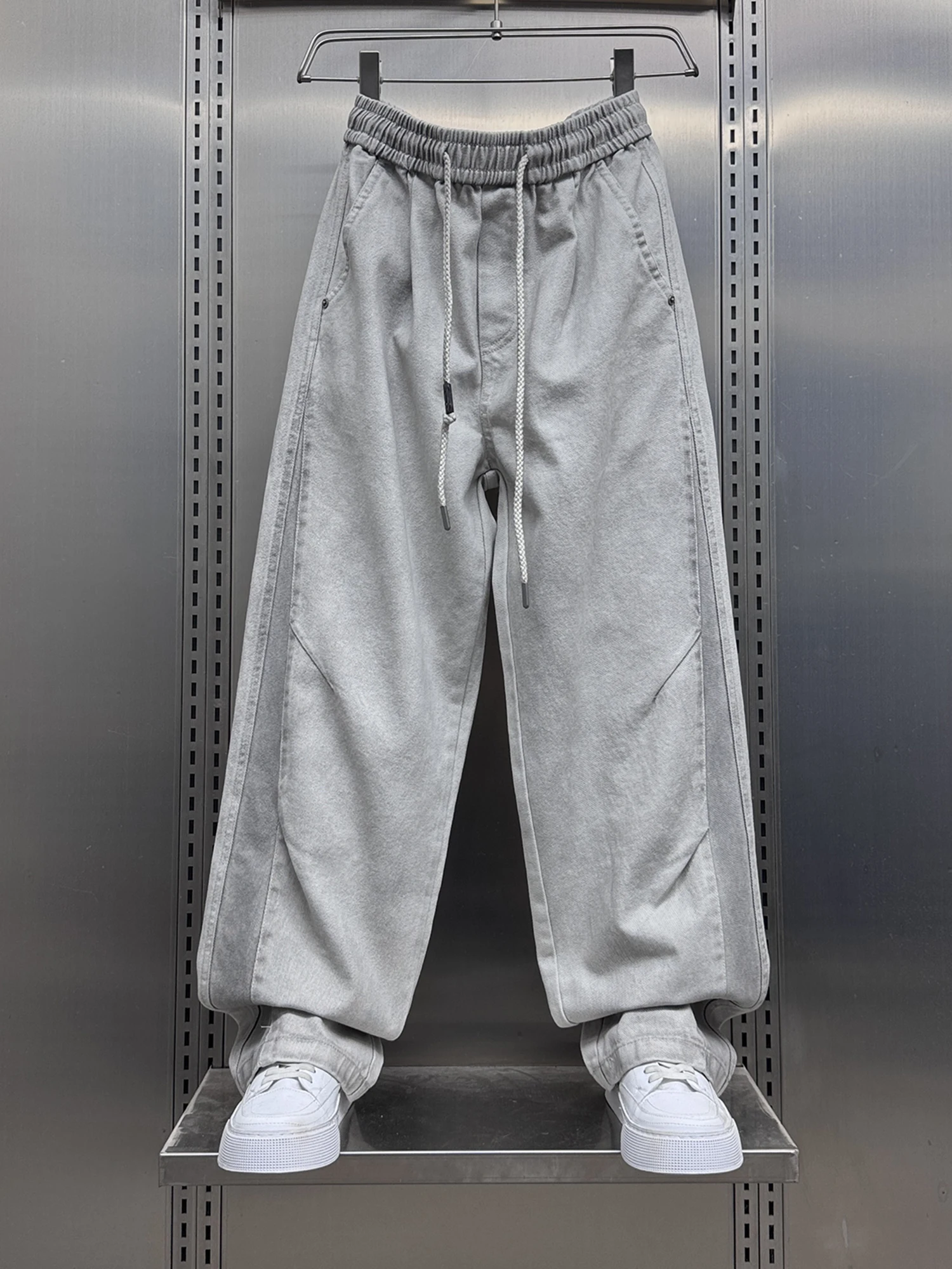 

Мужские повседневные брюки в американском ретро-стиле, свободные прямые брюки с завязками, модные брендовые трендовые брюки на осень-зиму