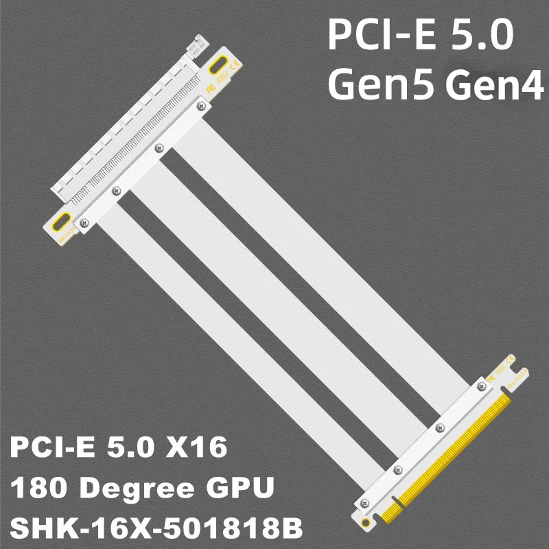 

PCIe Riser Cable PCI-E 5.0 x16 Riser Extender Graphics Video Cards GPU Gen5 Extension Cord Full Speed PCIE 5.0 16x Riser Adapter