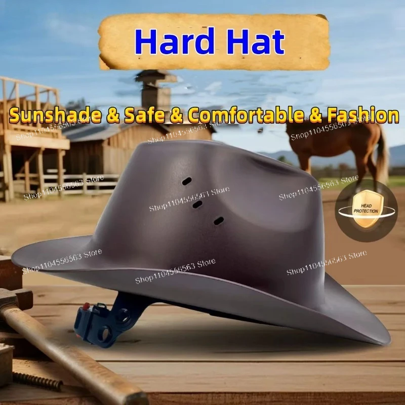 Full Brim Cowboy Hard Hat with High-Quality Goggles Outdoor Fashion Protective Safety Helmet