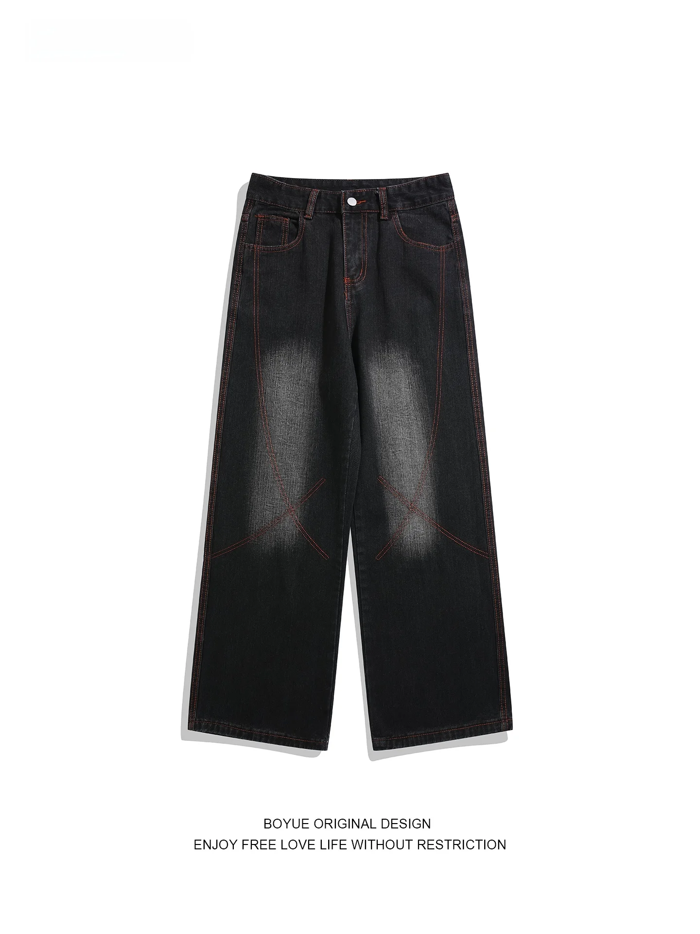 

Мужские джинсы Boyue American Sle Water Waed в винтажном стиле, широкие, с эффектом потертости, повседневные, свободного кроя, в пол, молодежный тренд