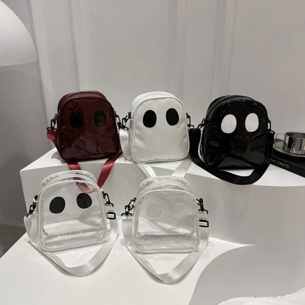Милая сумка-призрак на Хэллоуин из искусственной кожи, водонепроницаемая прозрачная сумка на молнии на плечо, прозрачная большая вместительная сумка через плечо для девочек