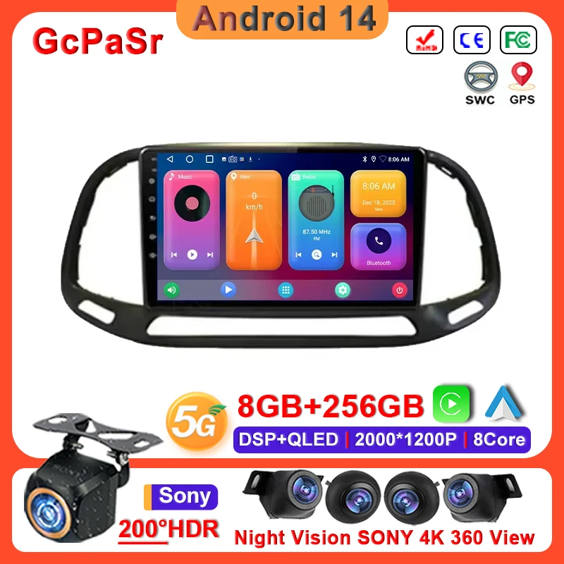 

Android 14 Auto For Fiat Doblo 2015 - 2020 Car Radio Multimedia Video Player Navigation NO 2Din DVD 5G WiFi BT QLED Screen wifi