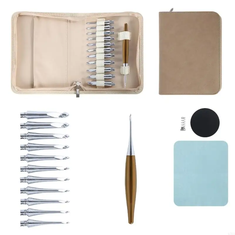 

Ergonomic Aluminum Crochet Hook with 11 Interchangeable Tip Yarn Craft Tool Set 3.5mm-10mm Crochet Needle for Knitting 87HA