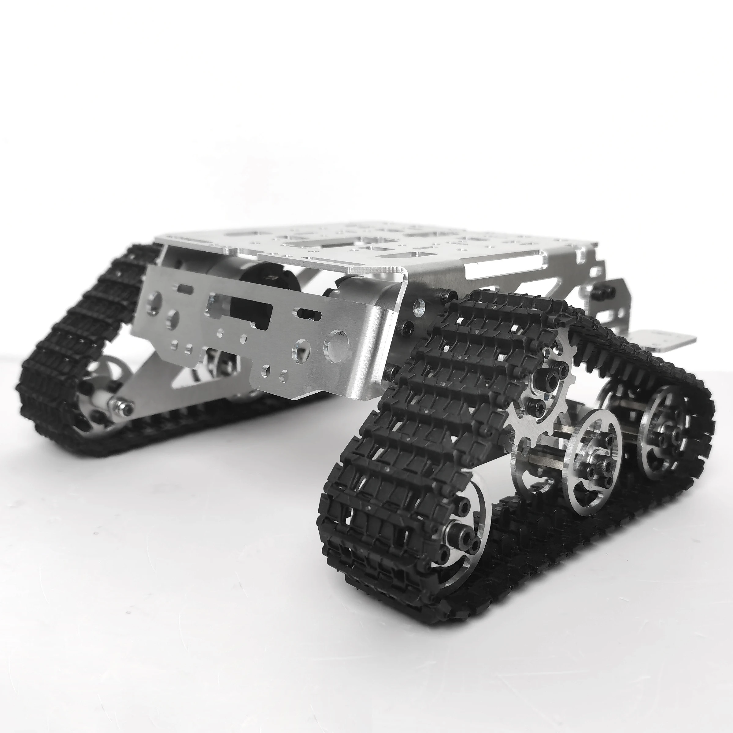 รถเข็นอัจฉริยะ Arduino, แชสซีแบบตีนตะขาบที่ตั้งโปรแกรมได้ด้วย Raspberry Pi, แขนหุ่นยนต์เซอร์โว SMT32 รถติดตั้งบนแทร็ก