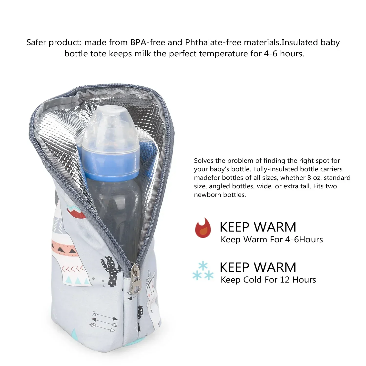 Babyflaschenwärmer-Tasche, tragbare Isolier-Tasche aus Aluminiumfolie für Babyflaschen, Hängetasche für Kinderwagen zum Aufbewahren von Bechern – Detail 4