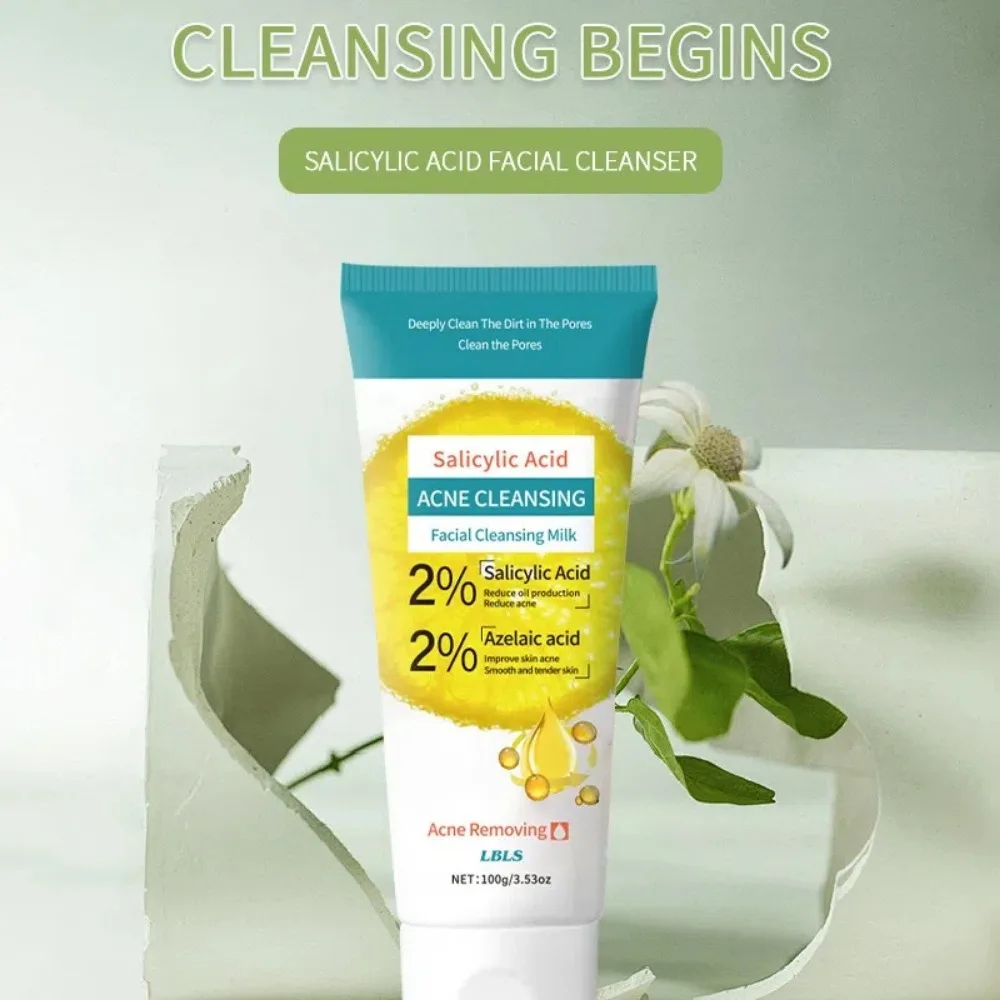 Salicylic Acid Facial Cleanser ชุ่มชื่นลบสิว Refreshing Face Wash Oil Control Clarifying รูขุมขนโฟมทําความสะอาด Skin Care