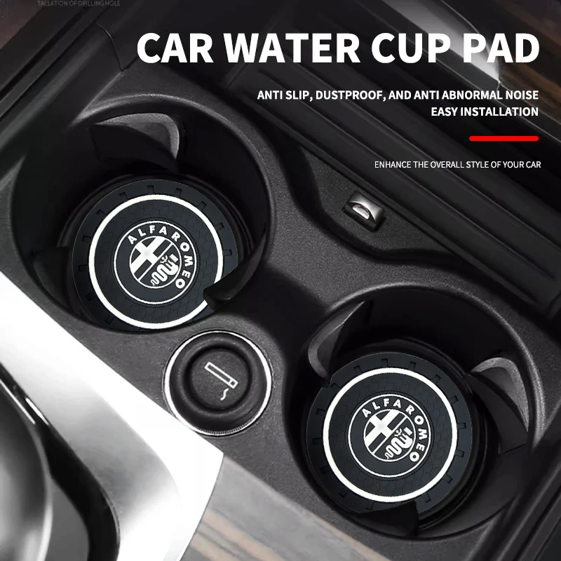 2Pcs Car Auto Water Cup Slot Non-Slip Mat Water Cup Bottle Holder Mat For Alfa Romeo serpent Giulia 159 156 MITO Stelvio 147