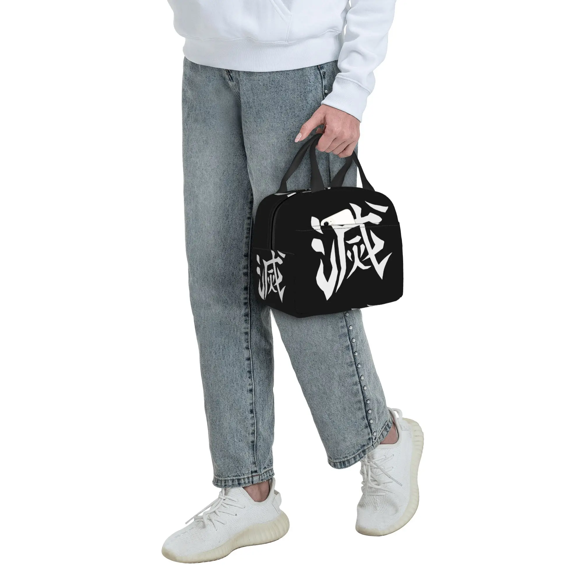 D-Demons Slayers Insulated Lunch Bags for Women Kimetsus No Yaibas Cartoon Anime Resuable Cooler Thermal Food Lunch Box School view 5