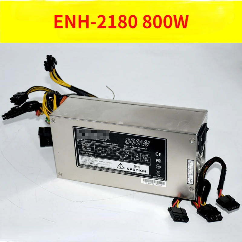 ENH-2180 800W Original For 2U Server Power Supply PFC Active Power Supply Industrial Control Computer Dual CPU Power Supply