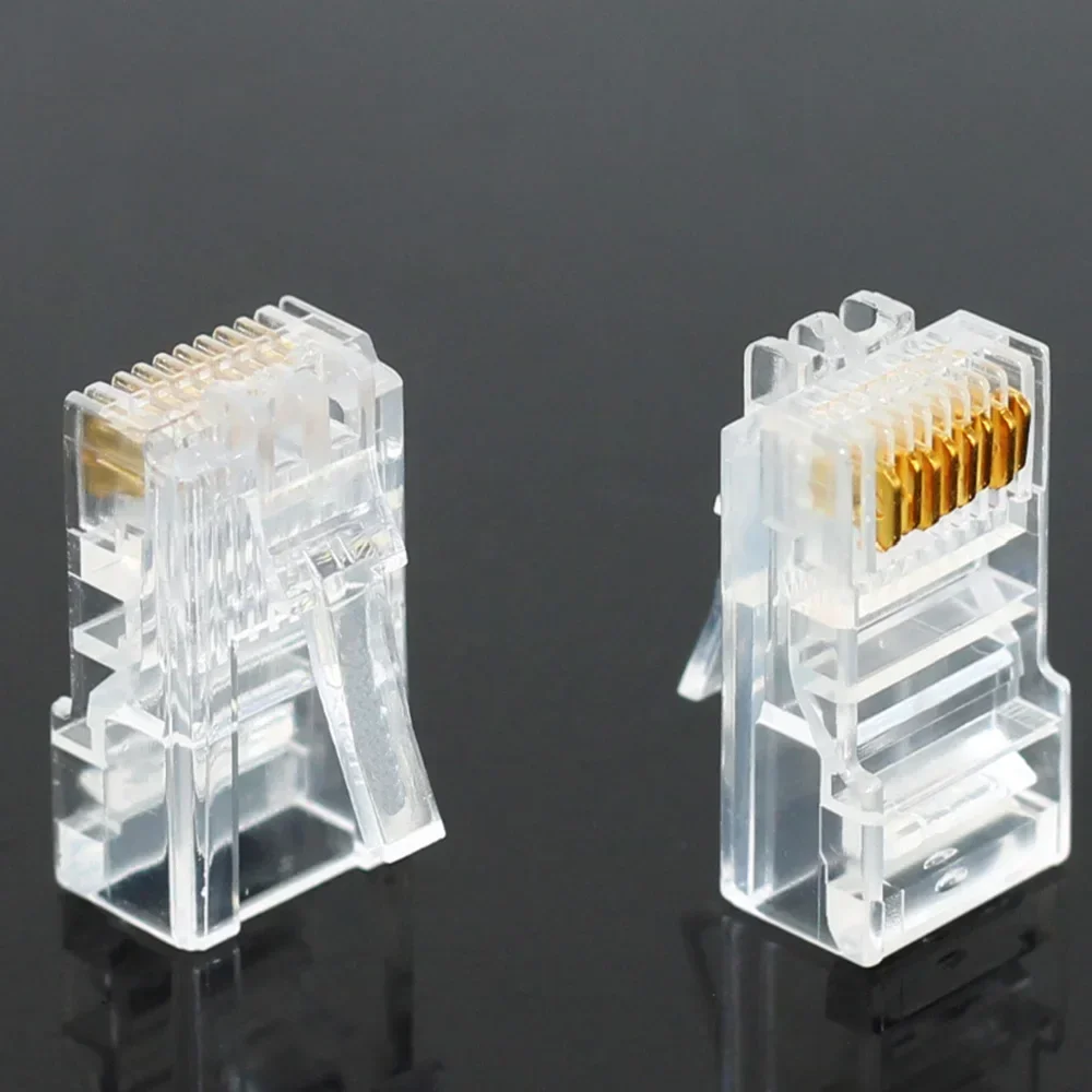 20/50/100PCS Network Connector RJ-45 Crystal Heads, Cat5 Cat5e Gold Plated Network Cable, RJ45 Ethernet Cables Module Plug