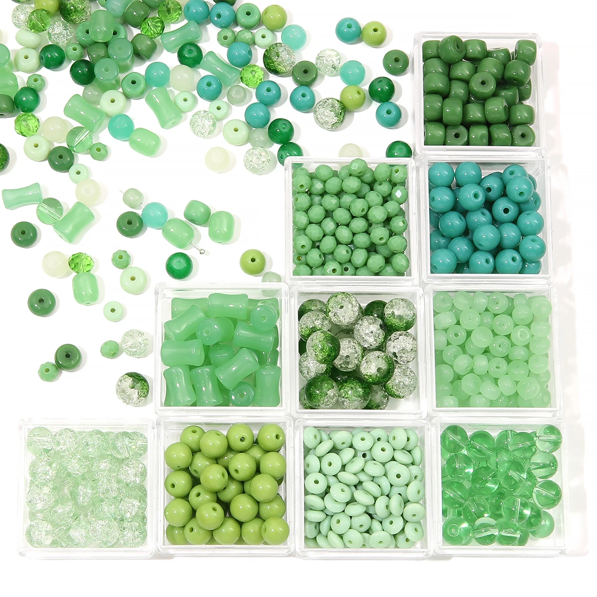 20 stuks glas effen kleur kristal wiel jade jelly parels porseleinen kralen voor doe-het-zelf sieraden maken armbanden kettingen groene serie