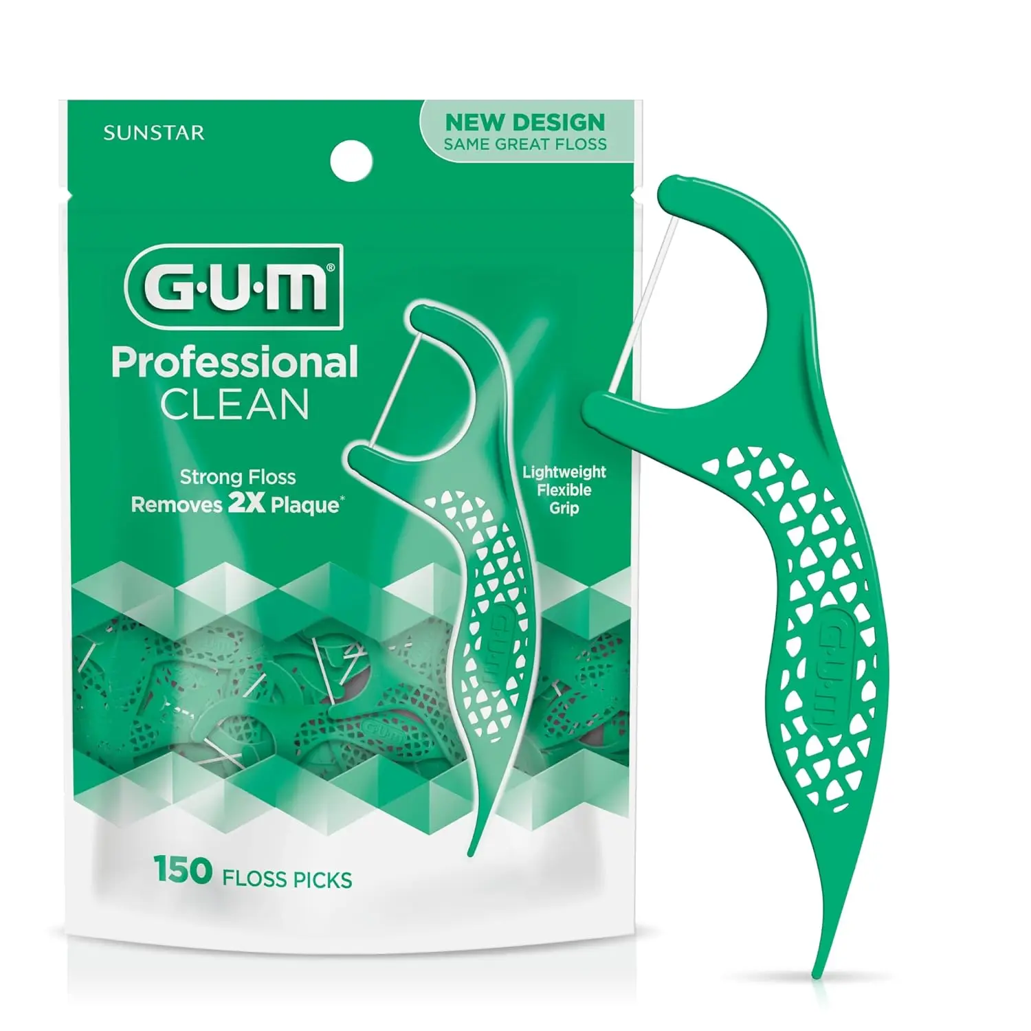 

Professional Clean Floss Picks - Extra Strong Shred-Resistant Floss, Easy Grip Handle - Dental Flossers for Adults - Fresh Mint
