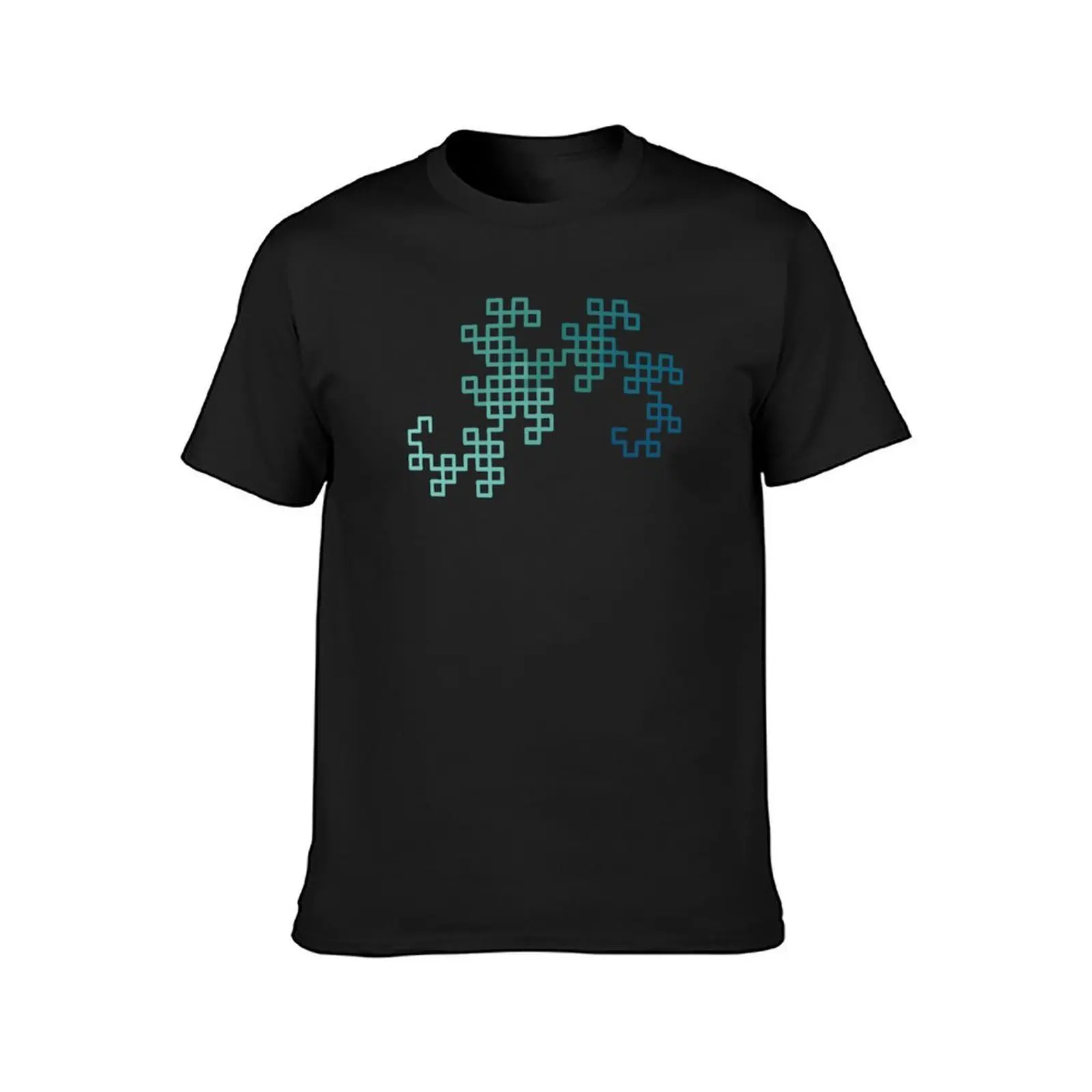 Dragon Curve Fractal - 8 Steps Gradient T-Shirt Blouse tees customizeds mens graphic t-shirts