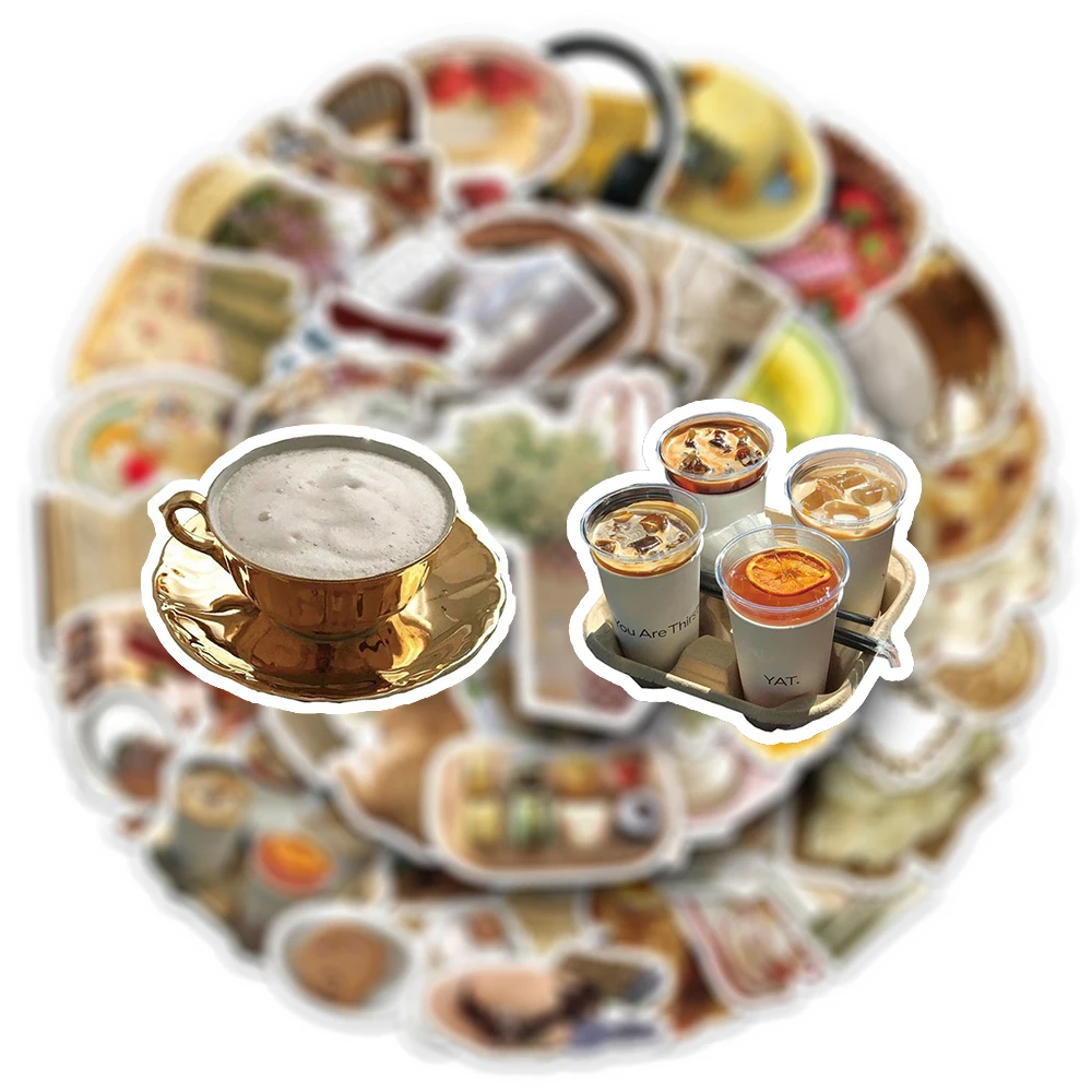 

10/30/50pcs Creative Ins Style Afternoon Tea Stickers Retro Aesthetic Decals Luggage Phone Fridge Laptop Graffiti Sticker Decor