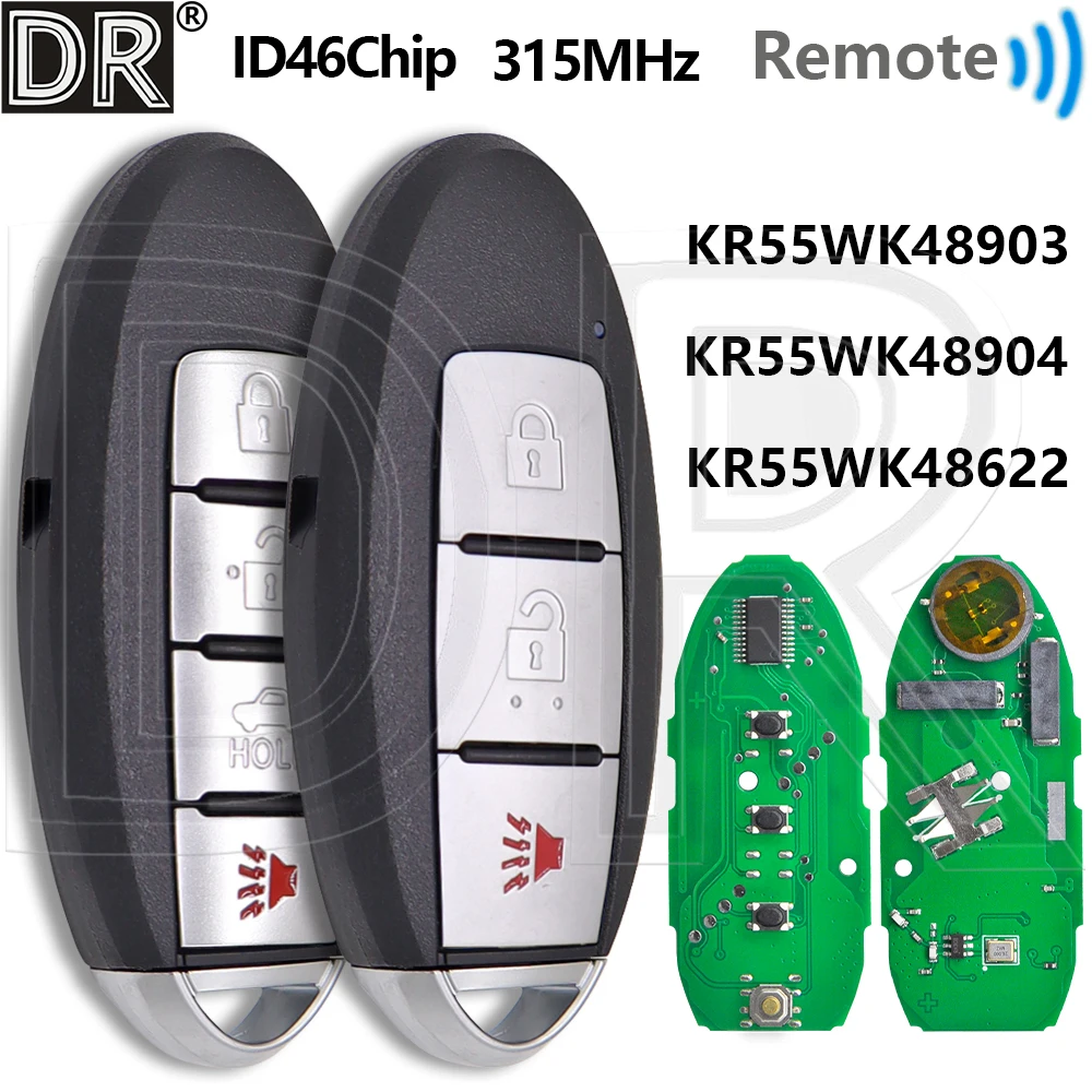 

Отличный ID46 PCF7952 315 МГц KR55WK48903/904/622 автомобильный дистанционный ключ для Nissan Altima Teana Maxima Murano Infinity 2007-2012