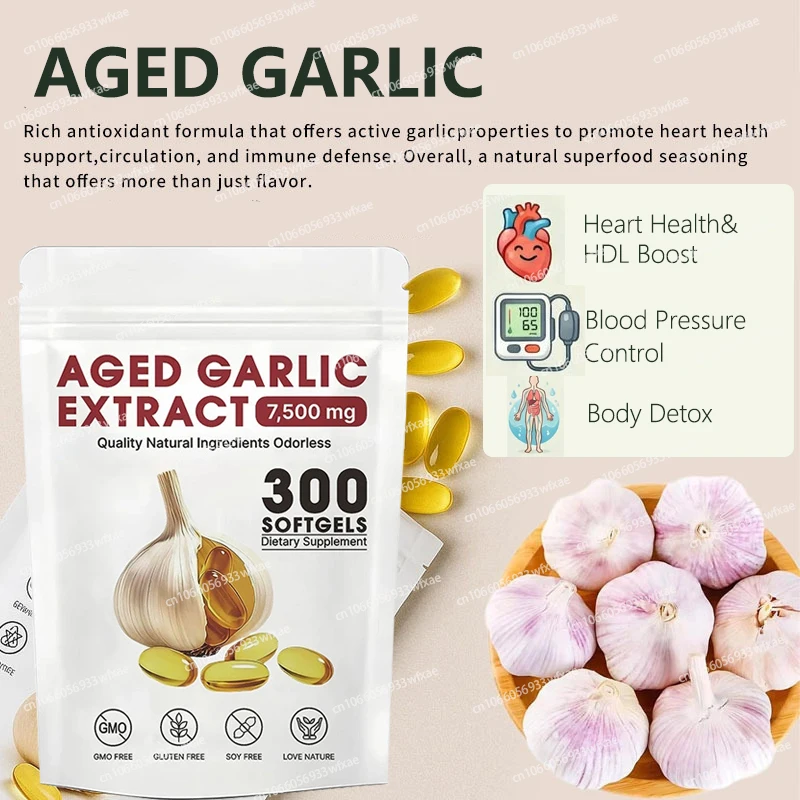 

Aged Garlic Extract 7500mg Antioxidant Support 300Softgels Balance Blood Sugar Levels and Anti Aging Cell Healthy Skin Care