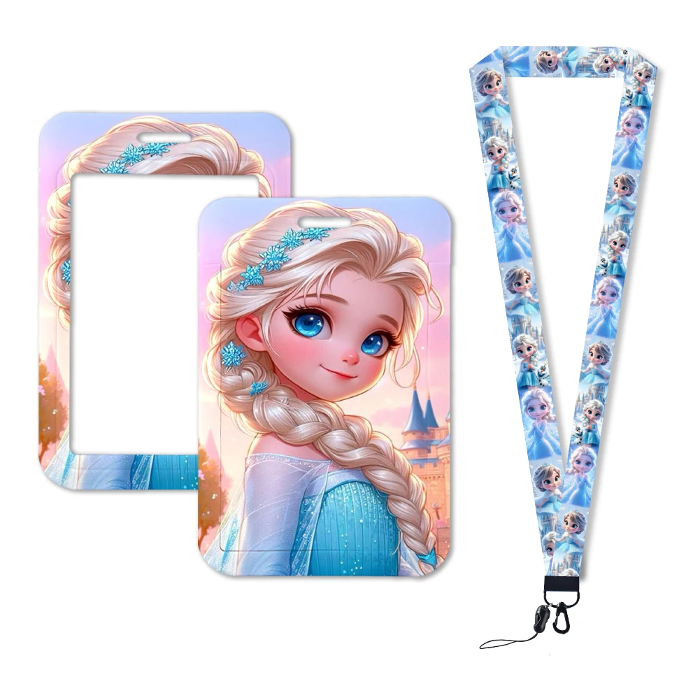 Disney Frozen 2 Elsa Anna princesa Linda funda de tarjeta niñas Campus lindo tarjetero titular de la tarjeta de identificación niñas niños insignia de estilo Vertical