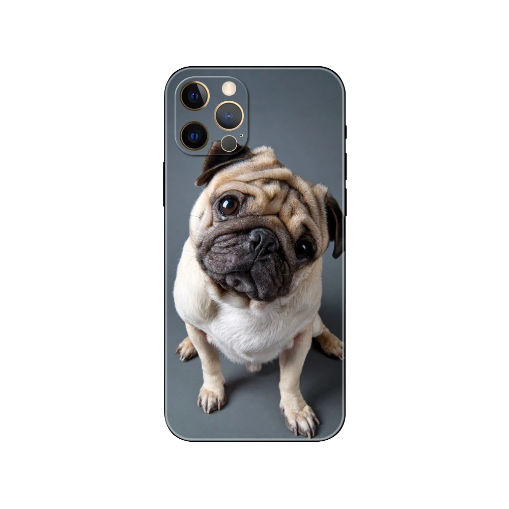 Animal Cute Pug Dog ，phone case for iphone，14 2020se 6 6s 7 8 plus x 10 XR XS 11 12 13 mini pro MAX soft black tpu back cover