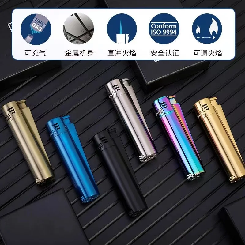 Spain Original Clipper Metal Grinding Wheel Lighter Butane Gas Jet Torch Blue flame Lighter Men's Collection of Exquisite Gifts