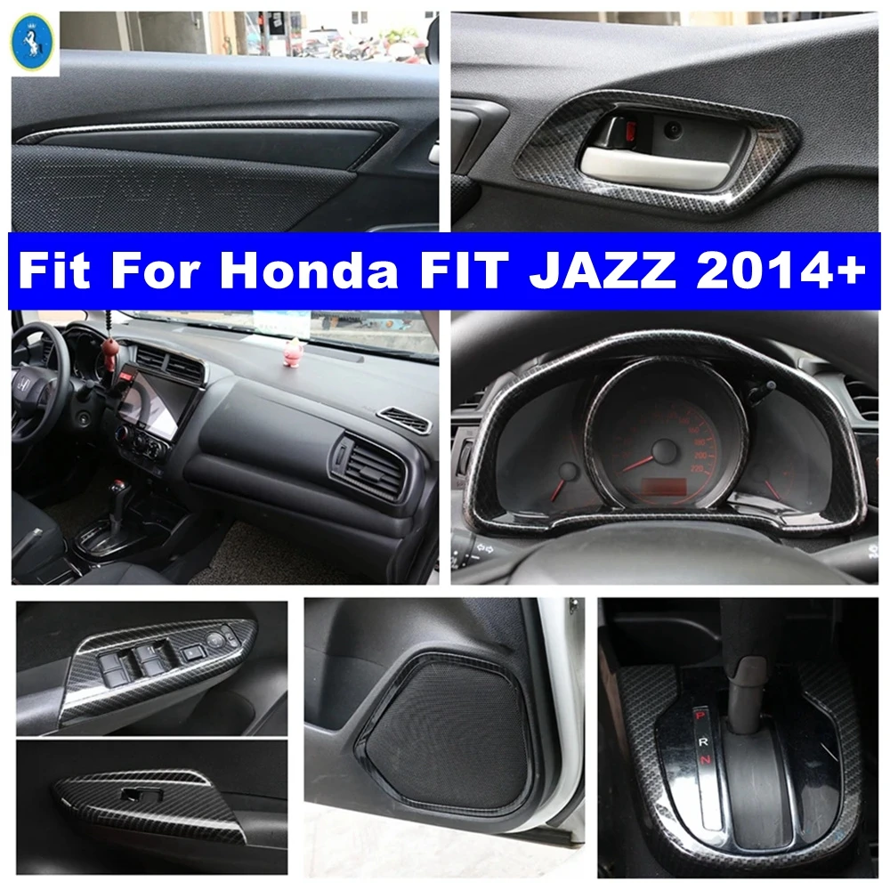 

Window Lift Button / Gear Shift Box / Dashboard Frame Cover Trim Fit For Honda FIT JAZZ 2014 - 2020 Car Carbon Fiber Accessories