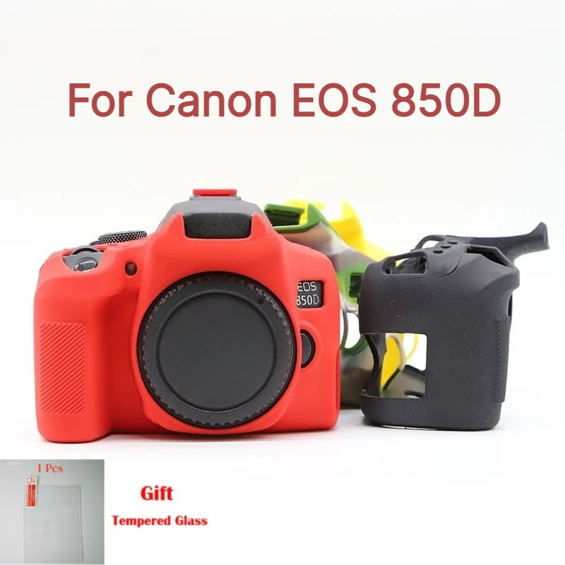 For Canon EOS 850D camera special Armor Skin Body Protective Cover rubber case Waterproof cover+1PCS Free Tempered Film