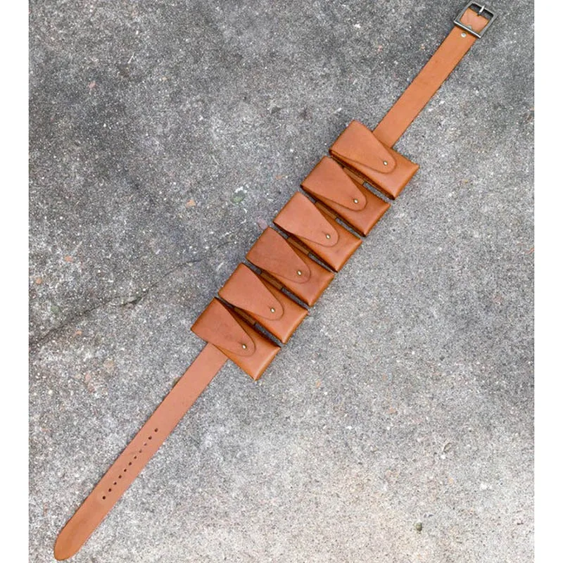 

Steampunk Star Tusken Raider Belt Pouch Leather Cavalry Bandolier Nomadic Ammo Cartridge Bag Sash Larp Sand People For Men Women