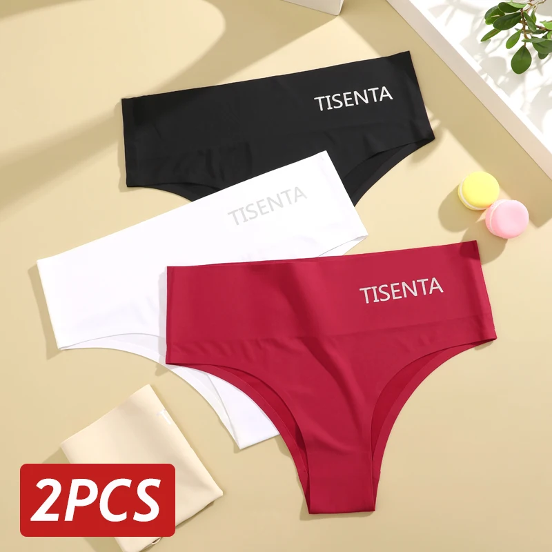 2PCS/Set Women Seamless Panties Mid Rise No Trace Brazilian Panties Feamale Breathable Underwear T-Back Sexy Intimates Lingerie