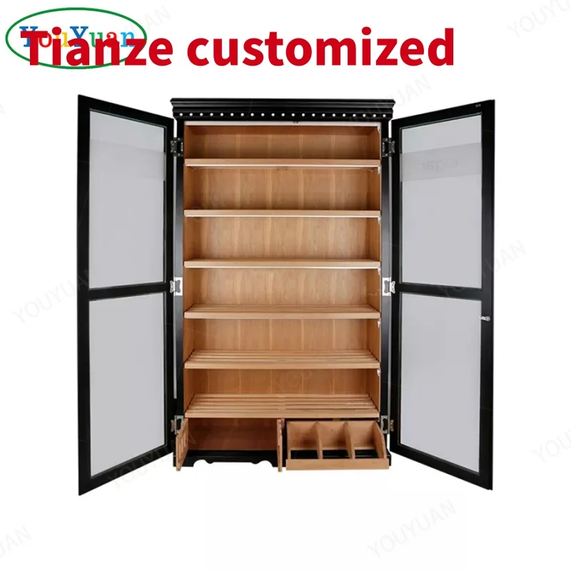 (customized)Luxury Spanish cedar showcase cigar humidors cabinet smoke bar furniture display cigar cabinet gla